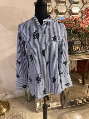Derek Lam 10 Crosby Blue and White Striped Shirt 2